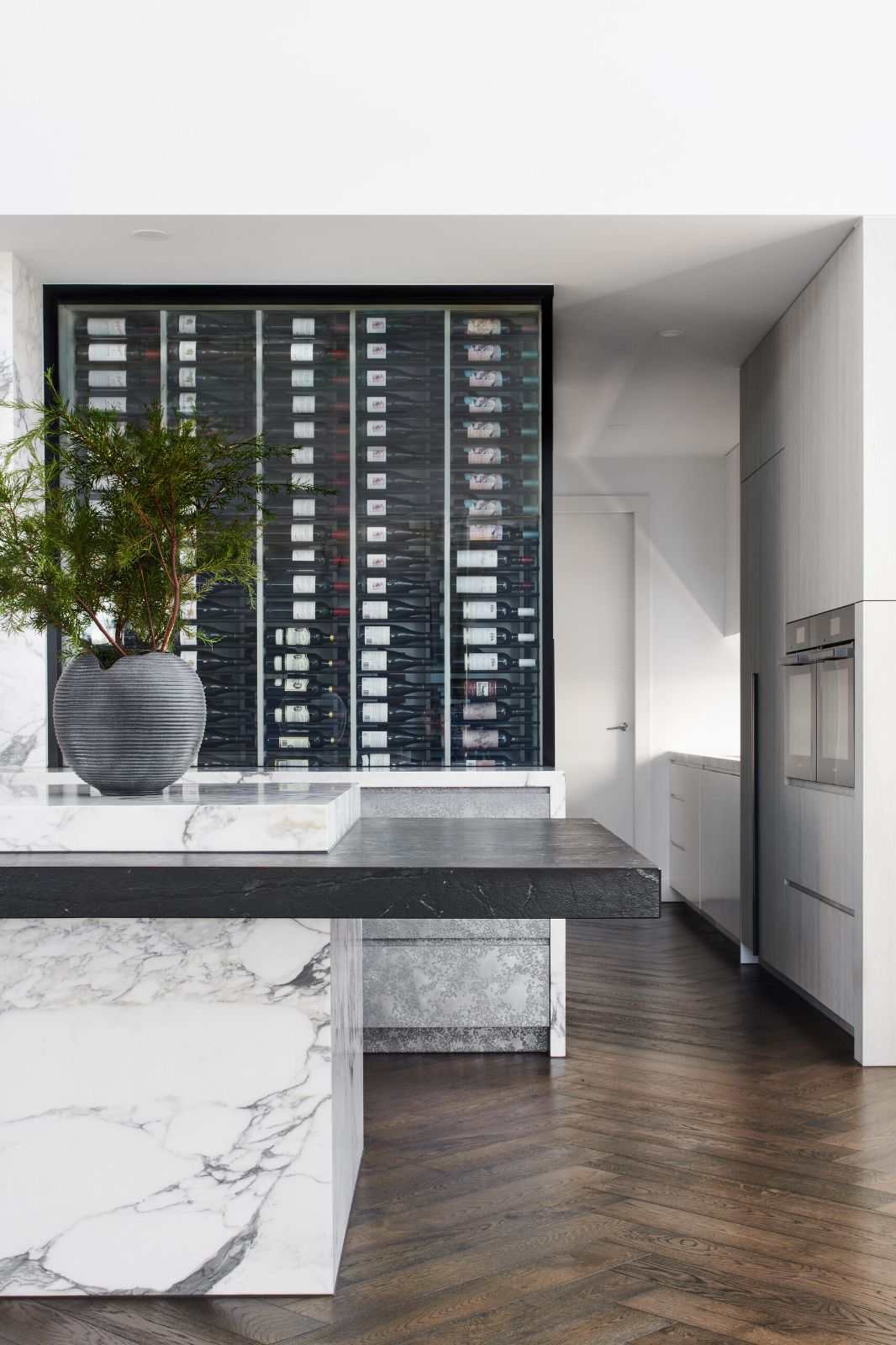 Brighton, Beach Road, kitchen and wine wall